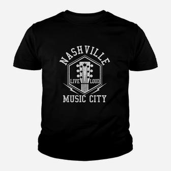 Nashville Country Music City Guitar Youth T-shirt | Crazezy DE