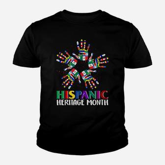 National Hispanic Heritage Month All Countries Flower Hands Youth T-shirt | Crazezy