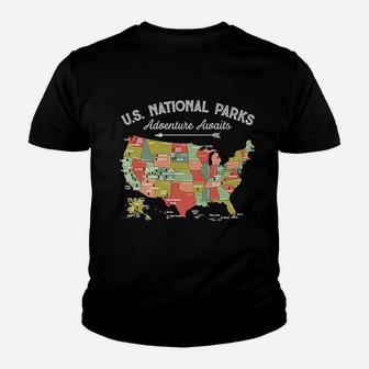 National Parks Map Camping Youth T-shirt | Crazezy CA