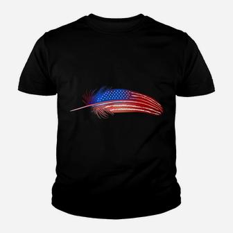 Native American Veteran Flag Feather July 4Th Premium Tshirt Youth T-shirt | Crazezy DE