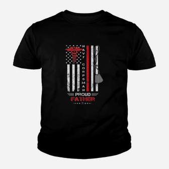 Navy Corpsman Proud Father Youth T-shirt | Crazezy