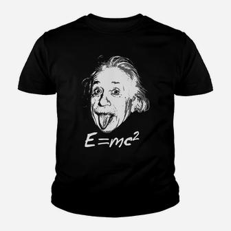 Nerdy Einstein Sticking Tongue Out EMc2 Physics Teacher Youth T-shirt | Crazezy DE