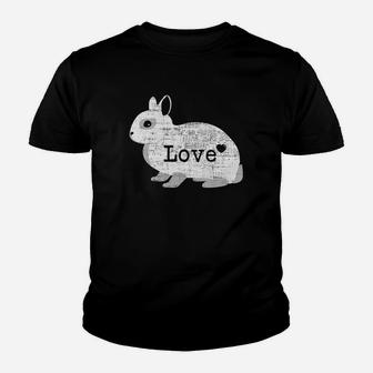 Netherland Dwarf Rabbit Love Distressed Heart Youth T-shirt - Thegiftio UK