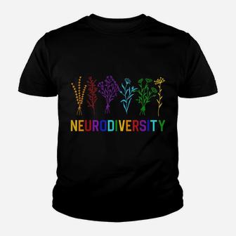 Neurodiversity Autism Awareness Adhd Rainbow Flower Autistic Youth T-shirt | Crazezy CA