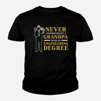 Never Underestimate A Grandpa With Engineering Degree Youth T-shirt | Crazezy