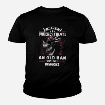 Never Underestimate An Old Man Who Loves Dragons Youth T-shirt - Monsterry AU
