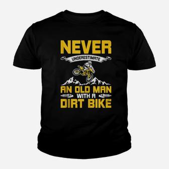 Never Underestimate An Old Man With A Dirt Bike Youth T-shirt - Monsterry UK