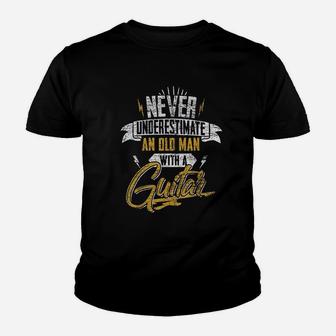Never Underestimate An Old Man With A Guitar Youth T-shirt | Crazezy