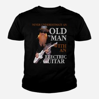 Never Underestimate An Old Man With An Electric Guitar Youth T-shirt - Monsterry DE