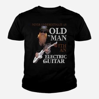 Never Underestimate An Old Man With An Electric Guitar Youth T-shirt - Monsterry