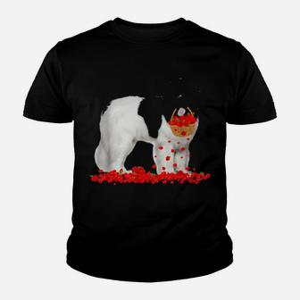 Newfoundland Valentine's Day Dog Dad Dog Mom Flowers Youth T-shirt - Monsterry