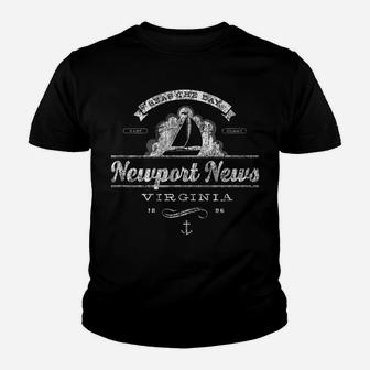 Newport News Va Sailboat Vintage Nautical Tee Youth T-shirt | Crazezy UK