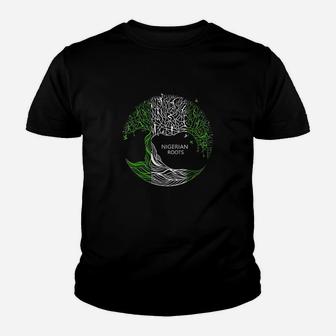Nigerian Roots Flag African Pride Tree Nigeria Black Pride Youth T-shirt | Crazezy
