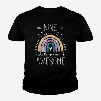 Nine Whole Years Of Awesome 9 Year Old Bday Gifts Rainbow Youth T-shirt | Crazezy