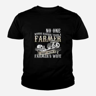 No One Works Harder Than A Farmer Youth T-shirt | Crazezy