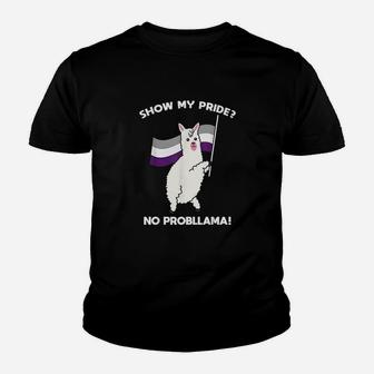 No Probllama Asexual Llama Pride Flag Lgbtq Cool Lgbt Gift Youth T-shirt | Crazezy