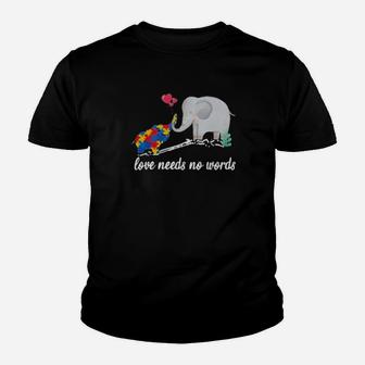 Non Verbal Autism Awareness Elephant Love Needs No Words Shirt Youth T-shirt - Monsterry DE