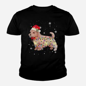 Norfolk Terrier Dog Christmas Light Xmas Mom Dad Gifts Youth T-shirt | Crazezy