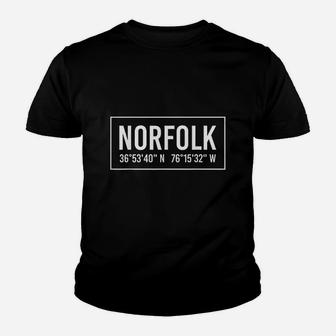 Norfolk Va Virginia Funny City Coordinates Home Roots Gift Youth T-shirt | Crazezy CA