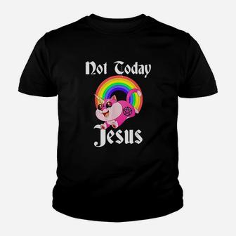 Not Today Jesus Cat Rainbow Youth T-shirt | Crazezy DE