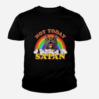 Not Today Rainbow Cat Youth T-shirt | Crazezy UK