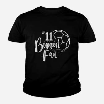 Number 11 Biggest Fan Soccer Player Mom Dad Family Youth T-shirt | Crazezy UK
