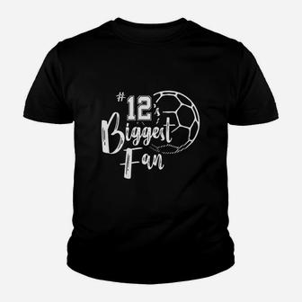 Number 12 Biggest Fan Hirt Soccer Player Mom Dad Family Youth T-shirt | Crazezy