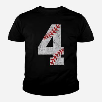Number 4 Vintage 4Th Birthday Baseball Lover 4 Years Old Youth T-shirt | Crazezy AU