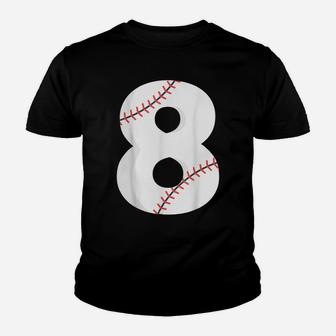 Number 8 Baseball Team Shirt - 8 Pitcher Batter Tee Youth T-shirt | Crazezy UK