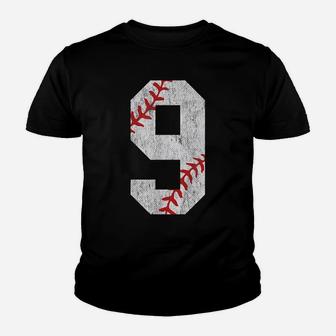 Number 9 Vintage 9Th Birthday Baseball Lover 9 Years Old Youth T-shirt | Crazezy