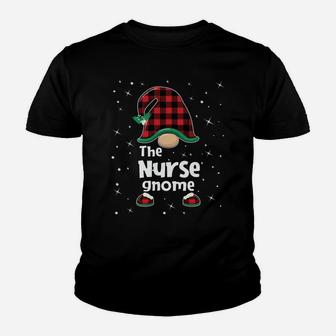 Nurse Gnome Buffalo Plaid Matching Christmas Gift Pajama Youth T-shirt | Crazezy CA