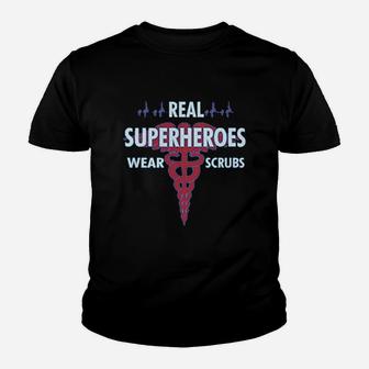 Nurse Real Superheroes Wear Scrbs Gift For Nurse Women Youth T-shirt | Crazezy