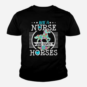 Nurse Who Loves Horses Horse Riding Rider Equestrian Gift Youth T-shirt | Crazezy