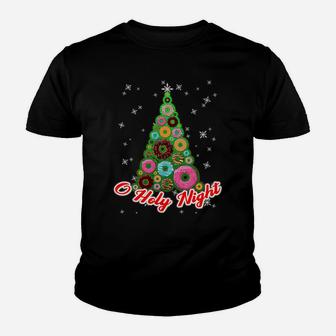 O Holy Night Funny Donut Xmas Tree Christmas Pun Sweatshirt Youth T-shirt | Crazezy AU