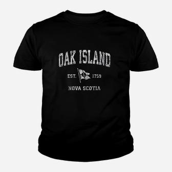Oak Island Canada Vintage Nautical Boat Anchor Flag Sports Youth T-shirt | Crazezy