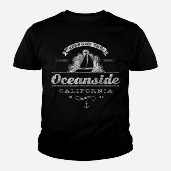 Oceanside Ca Sailboat Vintage Nautical Throwback Tee Youth T-shirt | Crazezy CA