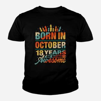 October 2003 18 Year Old 18Th Birthday Gift Candle Graphic Youth T-shirt | Crazezy AU