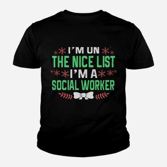 Of Course I'm On Nice List I'm A Social Worker Christmas Youth T-shirt | Crazezy CA