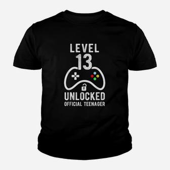 Official Teenager 13Th Birthday Level 13 Unlocked Youth T-shirt | Crazezy AU