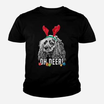Oh Deer Funny Cocker Spaniel Xmas Youth T-shirt | Crazezy