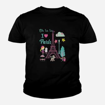 Oh La La I Love Paris Eiffel Tower French Traditions Youth T-shirt | Crazezy CA