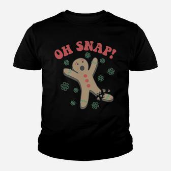 Oh Snap Gingerbread Man Broken Leg Christmas Youth T-shirt | Crazezy UK