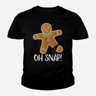 Oh Snap Gingerbread Man Cookie Broken Leg Funny Youth T-shirt | Crazezy UK