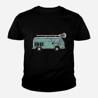 Ohio Retro Hippie Van State Lacrosse Lax Graphic Youth T-shirt | Crazezy