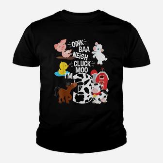 Oink Baa Neigh Cluck Moo I'm 3 Yrs Old Farm Theme Birthday Youth T-shirt | Crazezy UK