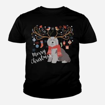 Old English Sheepdog Christmas Sweatshirt Youth T-shirt | Crazezy UK
