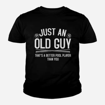 Old Guy Pool Player Funny Billiards Grandpa Youth T-shirt | Crazezy DE