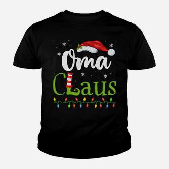 Oma Claus Funny Grandma Santa Pajamas Christmas Gift Idea Youth T-shirt | Crazezy