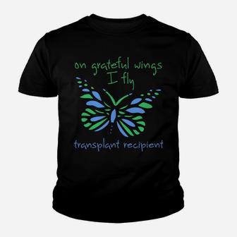 On Grateful Wings I Fly Butterfly - Transplant Recipient Youth T-shirt | Crazezy CA