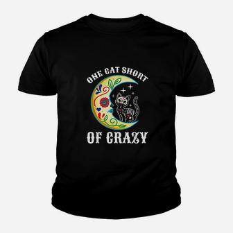 One Cat Short Of Crazy Skull Moon And Kitten Youth T-shirt | Crazezy CA